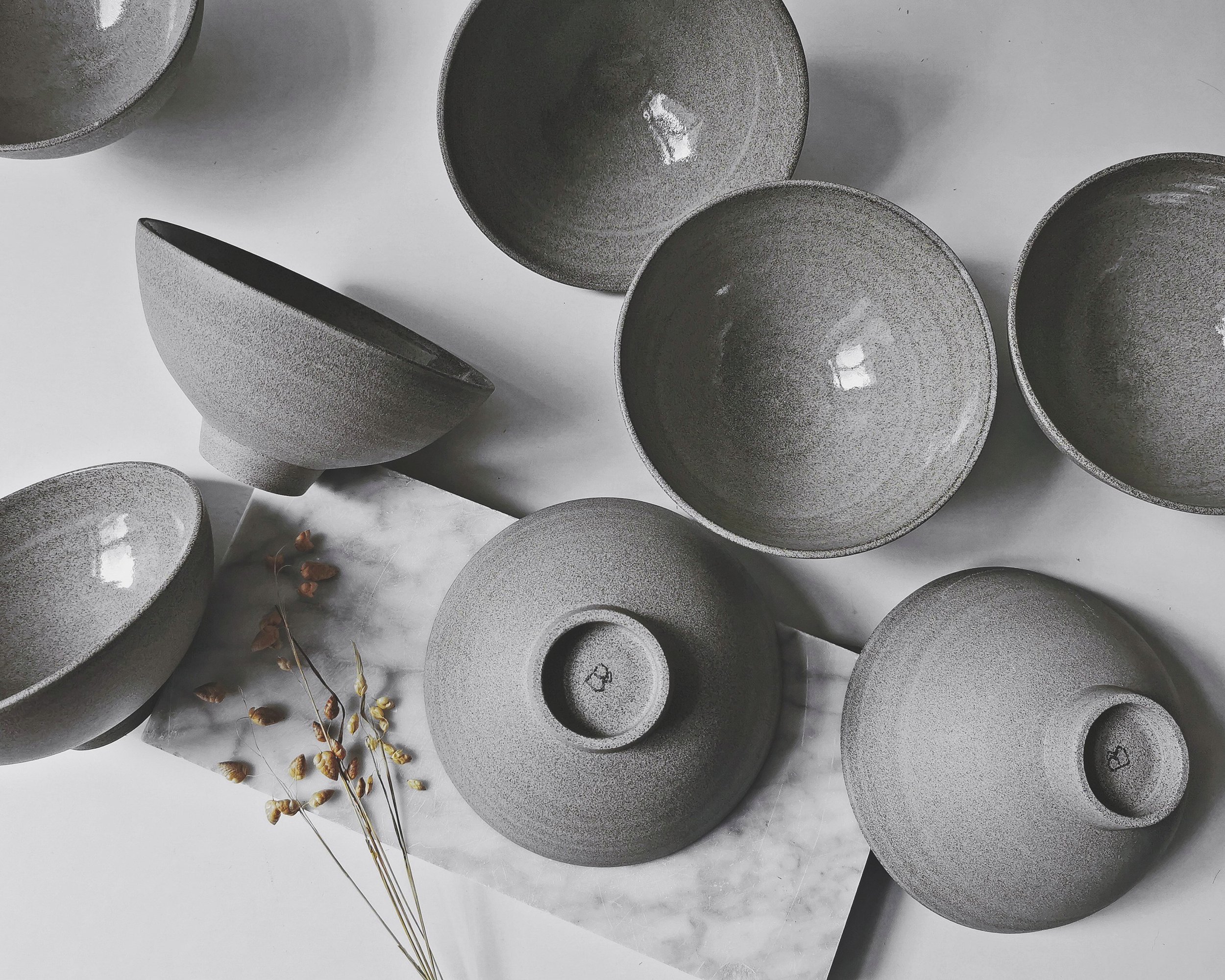 handmade pottery small batch ceramics artisanal bowl grey minimalistic design